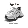 Agsdon | Giày Bố Thoáng Khí Tăng Chiều Cao Chống Trượt Màu Bạc. 