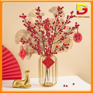 Lọ Hoa Đào Đông Đỏ Sang Trọng Đón May Mắn Tài Lộc Trang Trí Nhà Cửa Decor Bình Hoa Tết Hoa Giả Tuyệt Đẹp DC-01