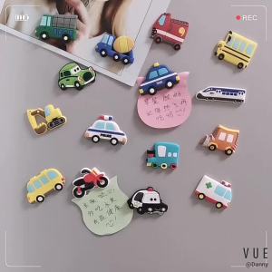 15pcs Transport Tool Taxi Bicycle Bus Fridge Magnets Car Rocket Truck Whiteboard Sticker Refrigerator Decoration Magnet Message
