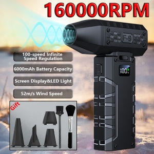 New Violent Turbo Jet Fan with 4 Nozzles & Lighting 160000RPM Powerful Air Blower Type-C Charging Brushless Motor Duster Blowing