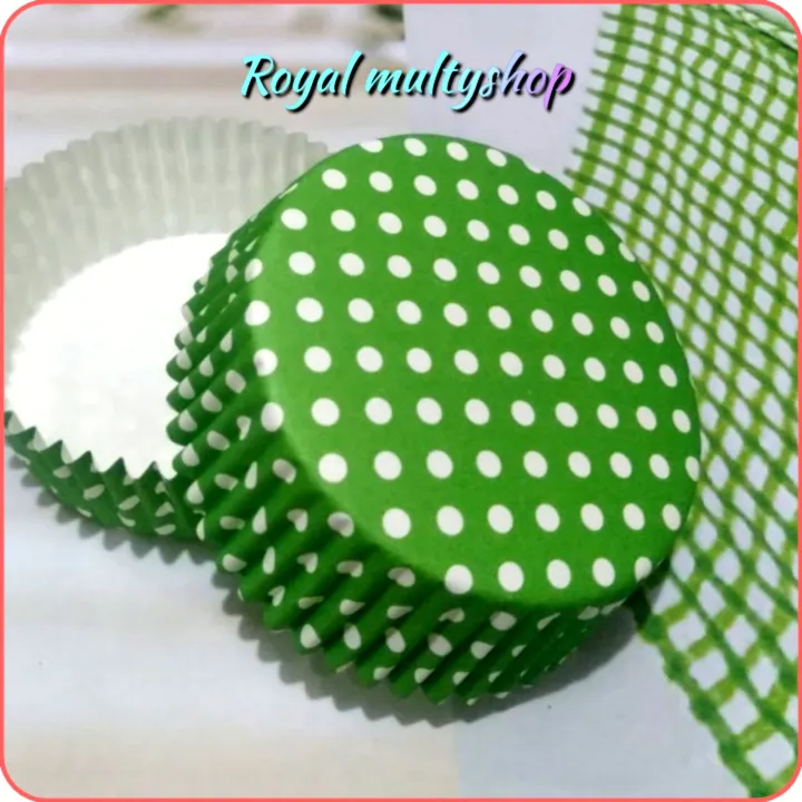 Cup roti laminasi DM bulat 8 isi 200 pcs MOTIF POLKADOT HIJAU | Lazada ...