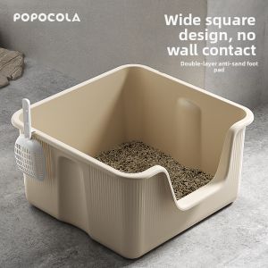 Popocola | Tall Splash-Proof Square Cat Litter Box Extra Large