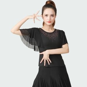 เสื้อห้องบอล รูมละติน เสื้อใส่แสดง เต้นวอลทซอสมาตรฐาน สั้นฝึกซ้อม เสื้อแขน