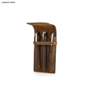 Genuine Leather Handmade Pen case Luxury Pen Holder Organizer 1/2/3 Slots Pen Pouch Adult Student Pen Storage Office School