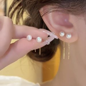 ต่างหูไข่มุกสไตล์เกาหลี 925 เงินแท้ ดีไซน์เรียบง่าย ตุ๊กตากระดิ่ง แฟชั่น เครื่องประดับ เครื่องประดับหู เครื่องประดับแฟชั่น