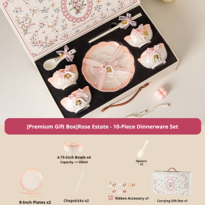 Premium Embossed Gradient Rose Ceramic Tableware Set Bowl & Plate Set Housewarming Wedding Gift Customizable Healthy High-Temperature Underglaze Color