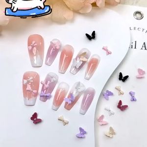 30 Pcs Aksesoris Kuku Charm Butterfly Ribbon Art Dekorasi Seni Kuku 3D Hiasan Kuku Gaya Korea