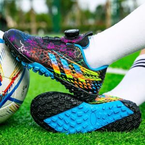 Childrens Football Shoes Rotation Buckle TF Spike Anti-slip Training Shoes Low Top Sports Sneakers for Boys And Students