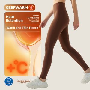 Womens Fleece Lined Yoga Pants Slim Fit Exercise Tights Butt Lifting Sports Leggings Nine Length Warmth Fitness Long Pants