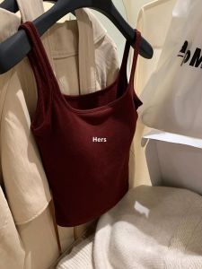 Fall and Winter One-Piece Brushed Vest with Chest Pad Camisole Woman Square-Neck Silm Soft Glutinous Inner Wear Outer Wear Tops Bottoming Shirt