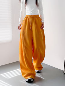 plus Size Fleece Lined Wide Leg Pants Womens Casual Loose Fit Pear Shape Slimming Loose Feeling Sporty Trousers