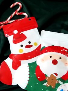 Cute Cartoon Christmas Sock Bag Bag Candy Cookie Ziplock Bag Gift Goodies Bag 可爱卡通圣诞袜子袋节日礼物袋糖果饼干包装自封袋礼品袋 M090