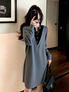 YUFUQING | Spring Two-piece Style V-neck Lace Knit Dresses