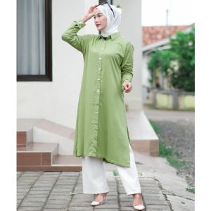 Alana Long Tunik Wanita Rayon Twill: Atasan Wanita Simpel Polos Terbaru