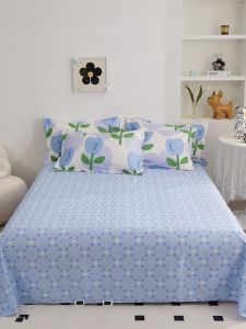 Modern Simple Pure Cotton Bed Sheet Double Bed Diagonal Weave Cotton Cloth Heart Shaped Student Dormitory Bedding