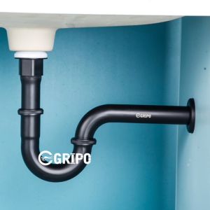 GRIPO High quality Matte Black stainless Toilet Kitchen lavatory P.O Plug drain P-Trap