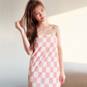 SupaTex Big Plaid Coral Velvet Bath Towel Bath Spa Wrap Gym Super Absorbent High-Quality Towel 70x140cm