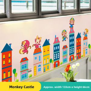 Back-to-School Decorative 3D Cartoon Stickers Self-Adhesive Wall Decals for Kindergarten Waterproof PVC Childrens Wall Art