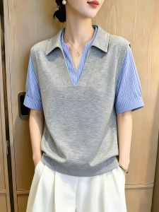 SHUAIYUE | Áo Thun Không T Tay Phong Cách Thiết Kế Gập Lớp Giảm Cân