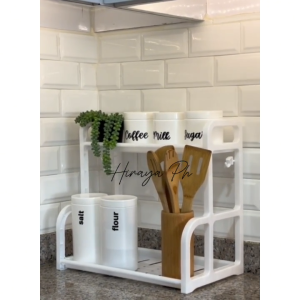 Hiraya Ph Plastic Kitchen Rack Multipurpose Shelf for Bathroom Pantry Seasoning Condiments Storage Organizer Double Layer Spice Rack
