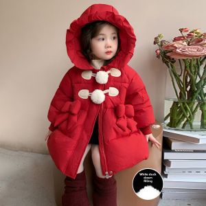 Girls Winter down Jacket Red Duck down Cotton Coat Baby Girls Winter Clothes New Years Greetings Childrens Winter Style