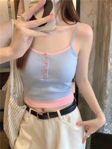 Áo Thun Thể Thao Hở Lưng Mỏng Màu Tương Phản Gợi Cảm Có Đệm Ngực Thời Trang Mùa Đông Mới 2025 Áo Vest Nữ