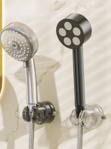 No-Drill Shower Head Holder Adjustable Bathroom Accessories Suction Cup Shower Caddy Fixed Hook for Children Mobile Showerhead