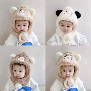 Mũ Trùm Đầu Có Tai Thỏ Nhồi Bông Dễ Thương Cho Trẻ Em Mùa Đông Ấm Áp Mềm Mại Thoải Mái Mũ Trùm Đầu Tròn Không Có Viền Cho Bé Trai