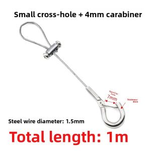 Stainless Steel Wire Rope Hook 304 Stainless Steel Wire Rope Hanging Code Picture Hanging Tag Safety Hook Buckle Lock Rope