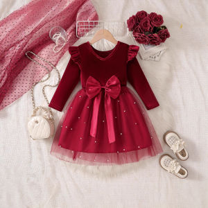 [ชุดราตรีเจ้าหญิงสำหรับเด็กผู้หญิง] ชุดราตรีเจ้าหญิงนางฟ้าสีแดง เดรสสไตล์ดาวเด็ก เลื่อมรูปดาวสุดเก๋ กระโปรงเจ้าหญิงผ้าทูล ชุดการแสดงคริสต์มาสสำหรับเด็ก【BabyBuddyShop】