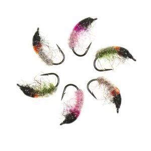 9PCS 10# 12# Fly Fishing Flies Caddis Larva Emerger Fly Fishing Czech Nymph Bug Worm Trout Grayling Freshwater Fishing Lure Bait