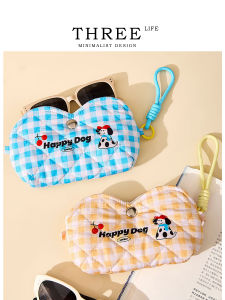 Portable Cute Cartoon Grid Eyeglass Bag Storage Pouch Three Life Vichy Family Storage Tools for Home Organization
