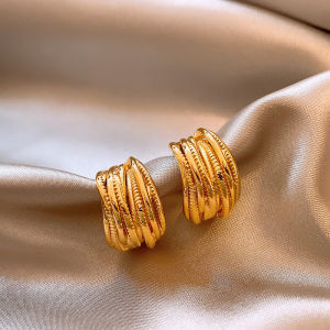 Golden Metal C-Clamp Earrings Unique Luxury Womens Fashion Jewelry Fresh out New Model Popular Alloy/Plated Silver/Plated Gold