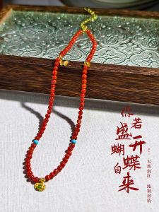 Original Design Natural South Red Agate Butterfly Necklace for Women Cross Chain Fashion Jewelry Gift