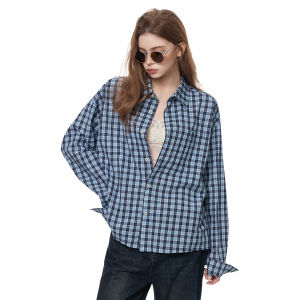 Turn Signal | Retro Casual Loose Long Sleeve Checkered Shirt Coat