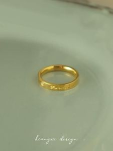 Non-Fading 18K Gold Ring for Women Forever Love English Declaration Titanium Steel Fashion Jewelry Gift for Best Friend
