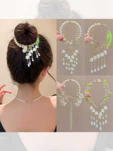 PINK EMPRESS | Floral Tassel Hair Clip Female Summer Bun Styling Accessory