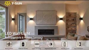 1/2 PC LED Wall Light with Remote Control Rechargeable Indoor Up And Down Decor Wall Lamp Warm White LED Wireless Wall Light