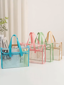 1 large capacity portable Thickened transparent waterproof handheld folder expandable file storage bag PVC self-adhesive file bag for of