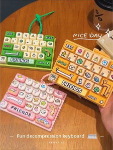 BABYBANG Creative 26 Keys Keyboard Fidget Keychain Cartoon Animal Anti Stress Party Favor Gift Pendant Keyring