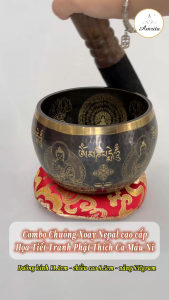 [Amrita] Chuông xoay Nepal tụng kinh - thiền định cao cấp Họa Tiết Tranh Phật Thích Ca Mâu Ni -CXNP4
