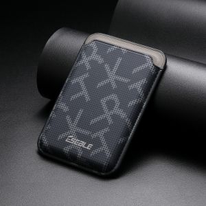 Magnetic Card Holder for Phone with Adhesive Metal Plate Slim Carbon Fiber Wallet for Men Women PU Leather Credit Card Case Wi