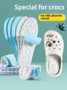 Ice Silk Shoe Insoles Mens Womens Thin Summer Breathable Absorbent Deodorant Cool Feeling Hole Hole Shoes Accessories