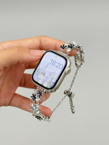 Creative Daisy Bracelet Strap for Apple Watch S9 Summer Womens Stylish Stainless Steel Alloy Non-Smar트 WatchBand Accessory