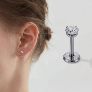 TFY | Medical Grade Moissanite Titanium Ear Studs For Sensitive Ears Easy Wearable
