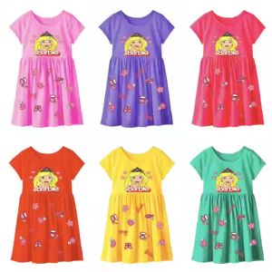 dress anak perempuan gambar Barbie 2-6 tahun