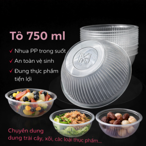 Tô Nhựa 750ml PP Trong Suốt – Không Nắp – Đựng Bún Phở Hủ Tiếu An Toàn Vệ Sinh