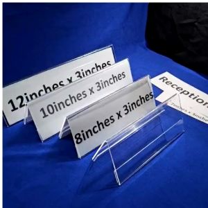 Clear Acrylic TENT style stand [12inches x 3inches and 12inches x 4inches] 1pc Table Sign Holder A-style / Double sided display