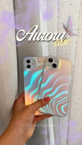 Aurora Case For IPHONE (7 - 15) 7 8 SE 2020 2022 PLUS X XS XR 11 12 13 14 15 PRO MAX Casing Lucu Silver Holo Casing Hologram