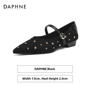 Daphne | Pointed Toe Rivet French Retro Mary Jane Low Heel Womens Shoes